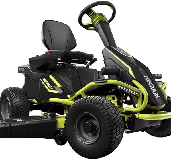 Ryobi Electric Riding Lawn Mower – 38-Inch Deck, Rear Engine
