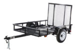 Steel mesh utility trailer by Pillowle, 4-ft by 7-ft carry-on trailer with durable steel construction and side mesh panels.