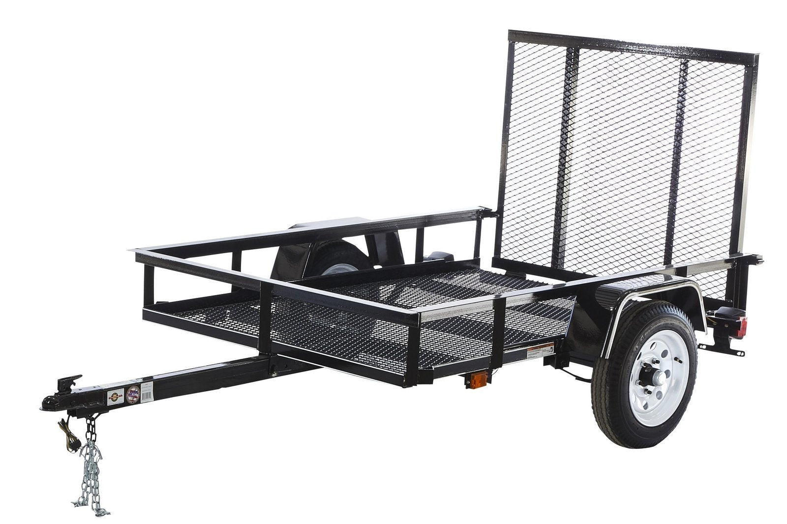 AYW0002_4c5fb0e0-9214-4938-9536-9c43b70368b1 Steel mesh utility trailer by Pillowle, 4-ft by 7-ft carry-on trailer with durable steel construction and side mesh panels.