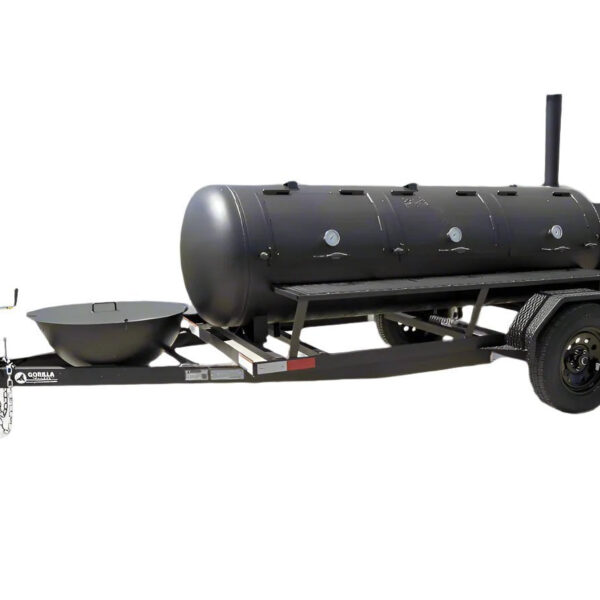 Pillowle 330-gallon pull-behind BBQ smoker with round charcoal grill on a 3500lb axle, outdoor cooking equipment for large gatherings