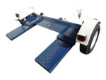 Heavy-duty Pillowle Tow Max 4,900 lb capacity vehicle tow dolly with rubber tires and sturdy metal frame, designed for car towing.